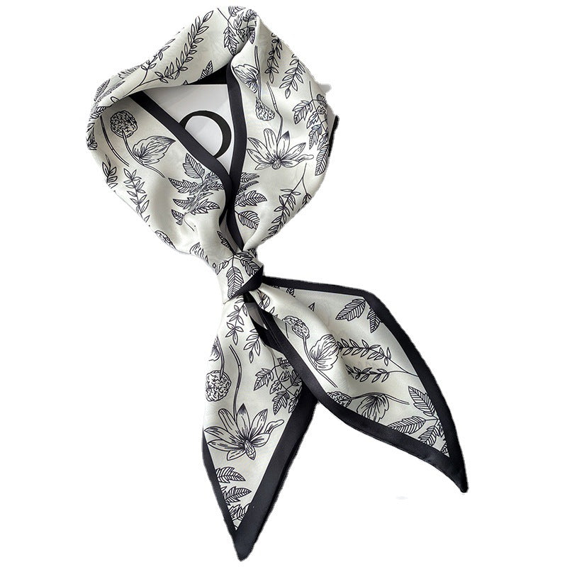 Women's French-style Printed Long Silk Scarf
