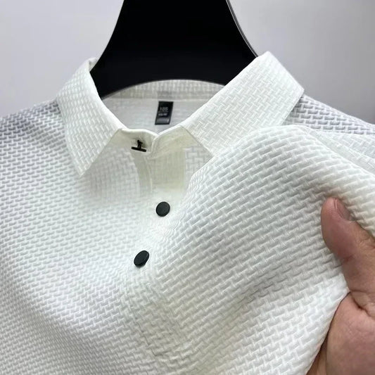-VIP Link2 , Upto 5XL Summer New Men's Lop-up Hollow Short-sleeved Polo Shirt Ice Silk