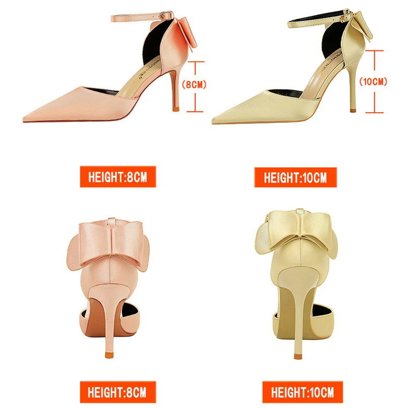 BIGTREE Shoes Bow Woman Pumps Silk High Heels Women Shoes Stiletto Red Wedding Shoes Women Heels Women Sandals Free Shipping