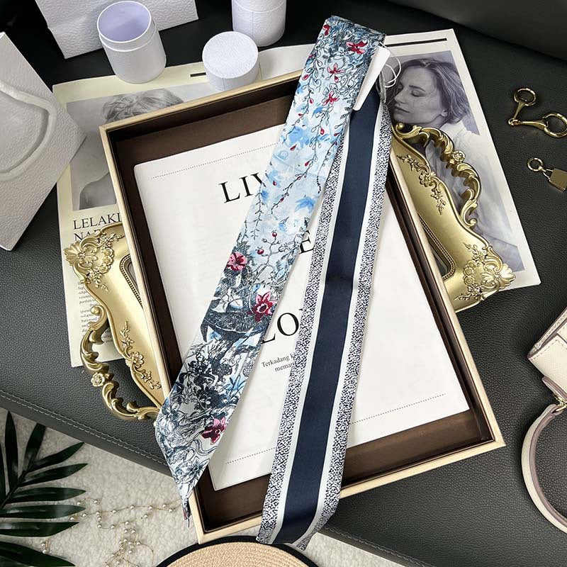 Silk Scarf Arm Bag Ribbon Thin Narrow Long Hair Band Decoration Small Scarf