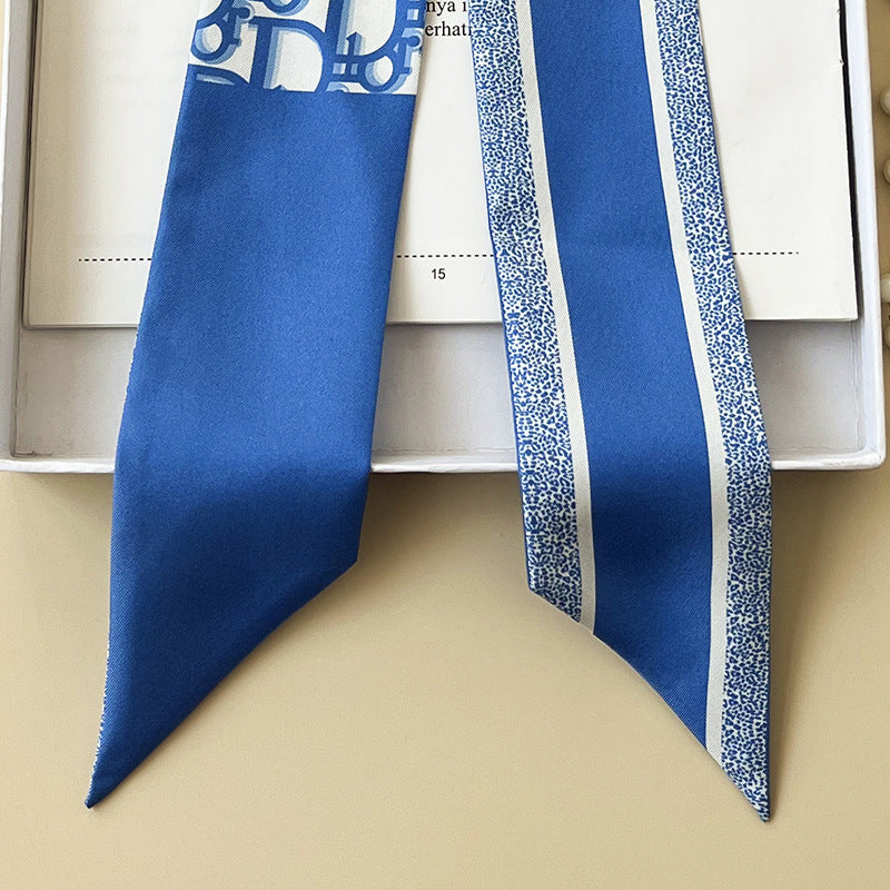 Silk Scarf Arm Bag Ribbon Thin Narrow Long Hair Band Decoration Small Scarf