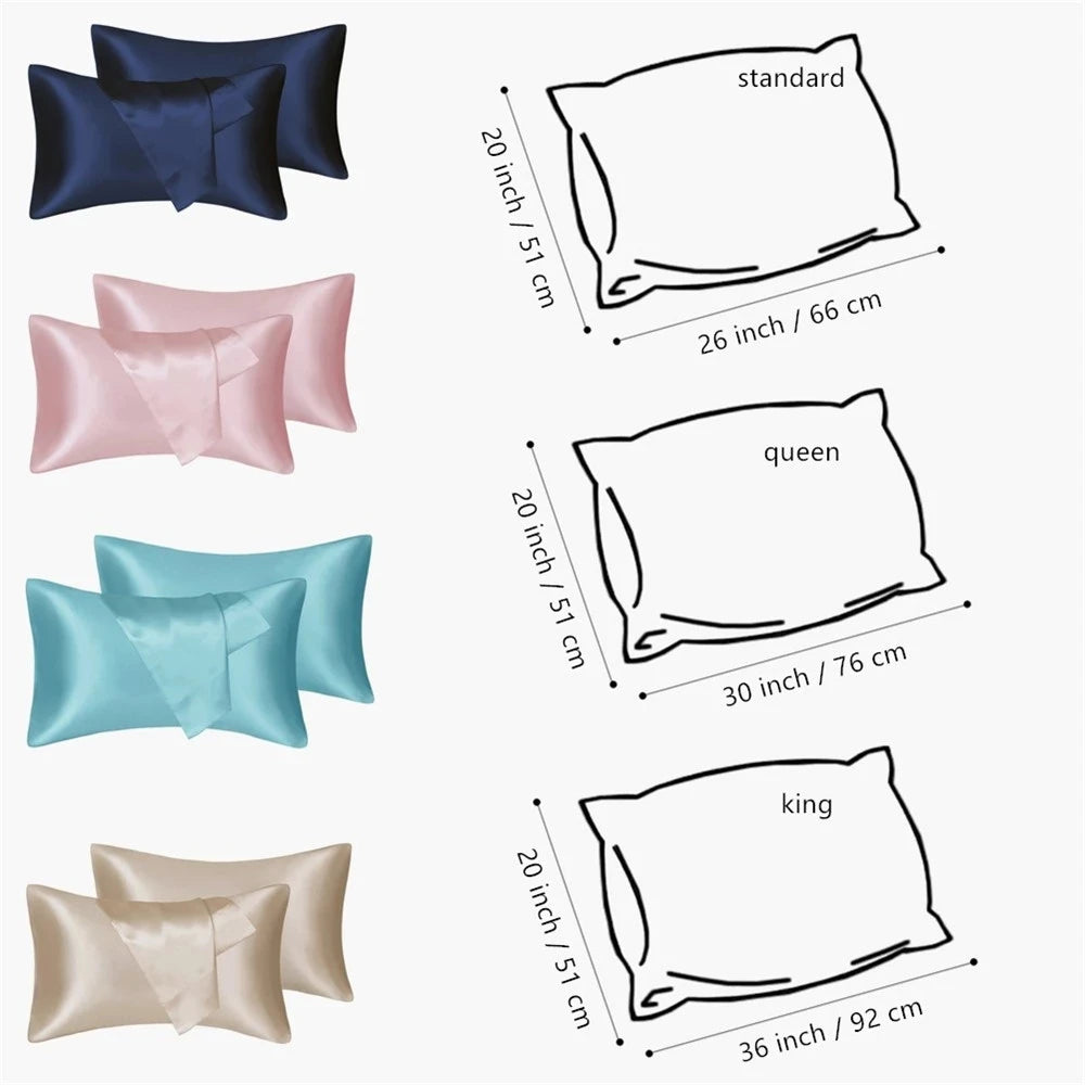 SilkY Satin Pillowcase Envelope Design Imitate Silk Satin Queen King Size For Hotel Home Soft Healthy Cushion Cover