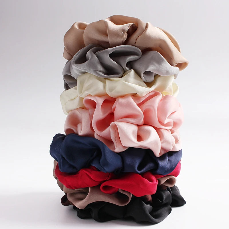 Newest Korean Woman Elegant Silk Elastics Hair Band Solid Color Scrunchies Hair Ties Ladies Ponytail Hold Hair Accessories 2023