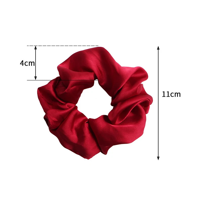 Newest Korean Woman Elegant Silk Elastics Hair Band Solid Color Scrunchies Hair Ties Ladies Ponytail Hold Hair Accessories 2023