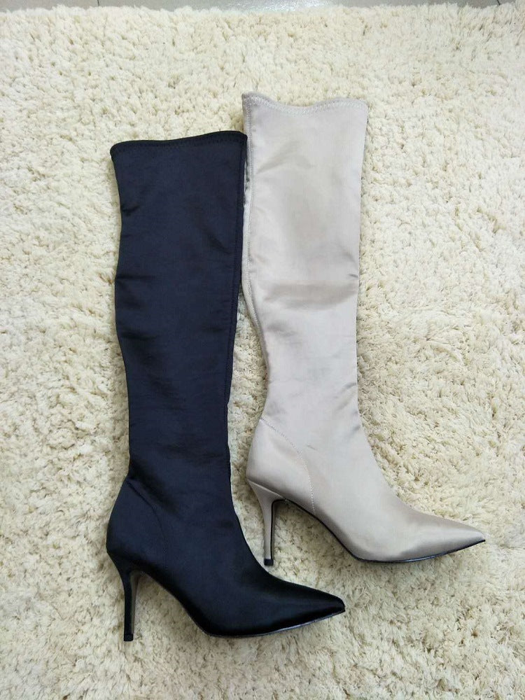 Women's Silk Stiletto Heel Boots