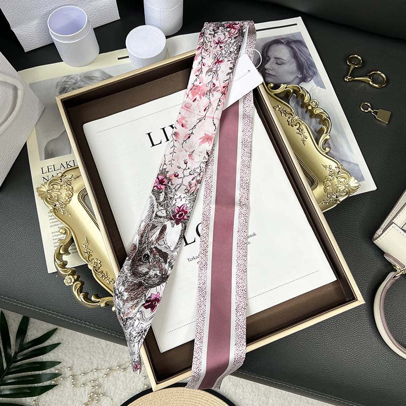 Silk Scarf Arm Bag Ribbon Thin Narrow Long Hair Band Decoration Small Scarf