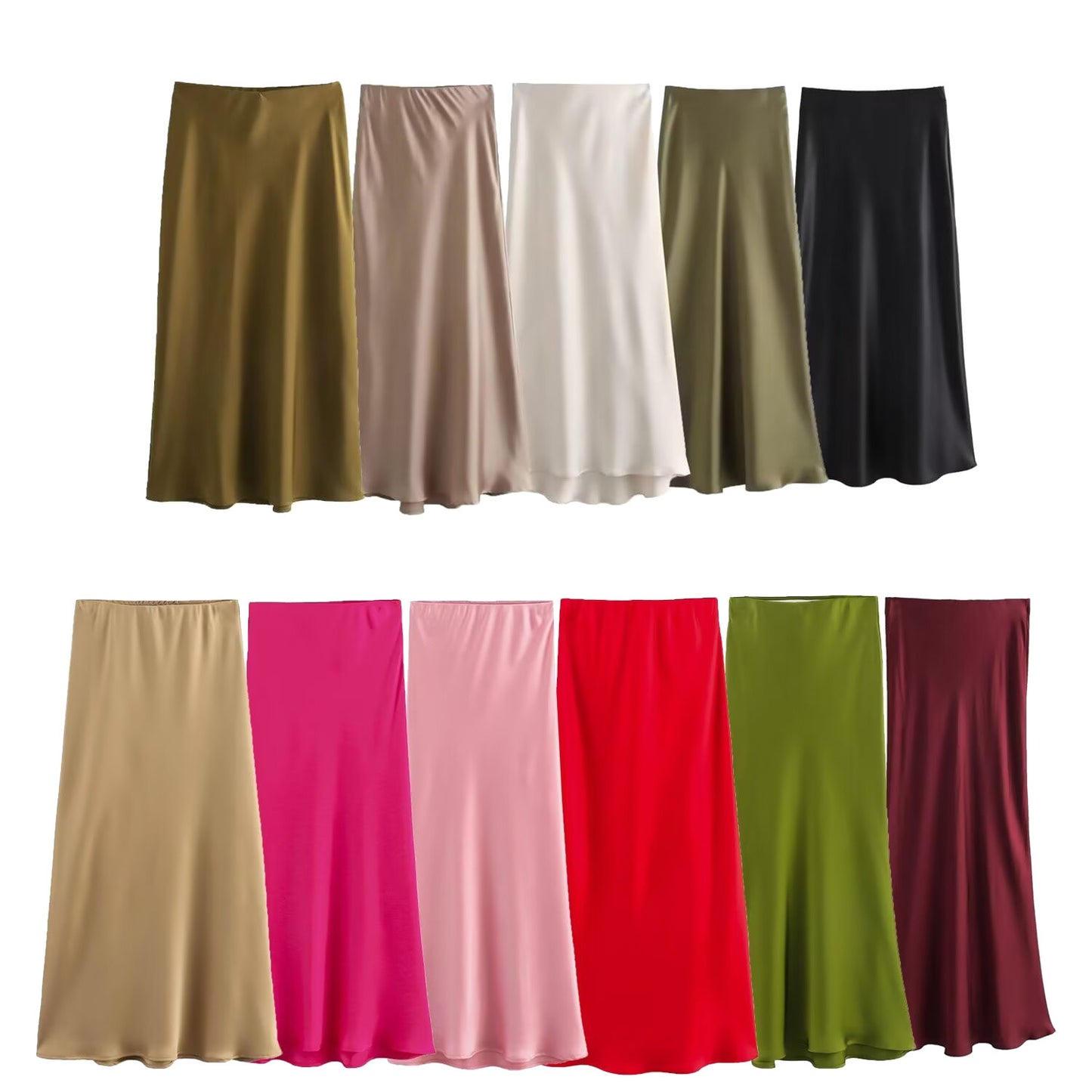 Women's Fashionable Silk Satin High Waist Skirt